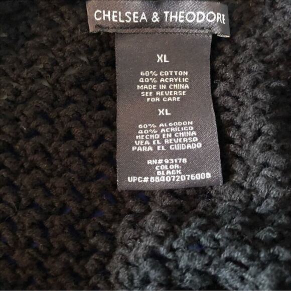 Chelsea & Theodore Crochet Knit Sheer Sweater Navy Blue Jr Size XL - Picture 5 of 9